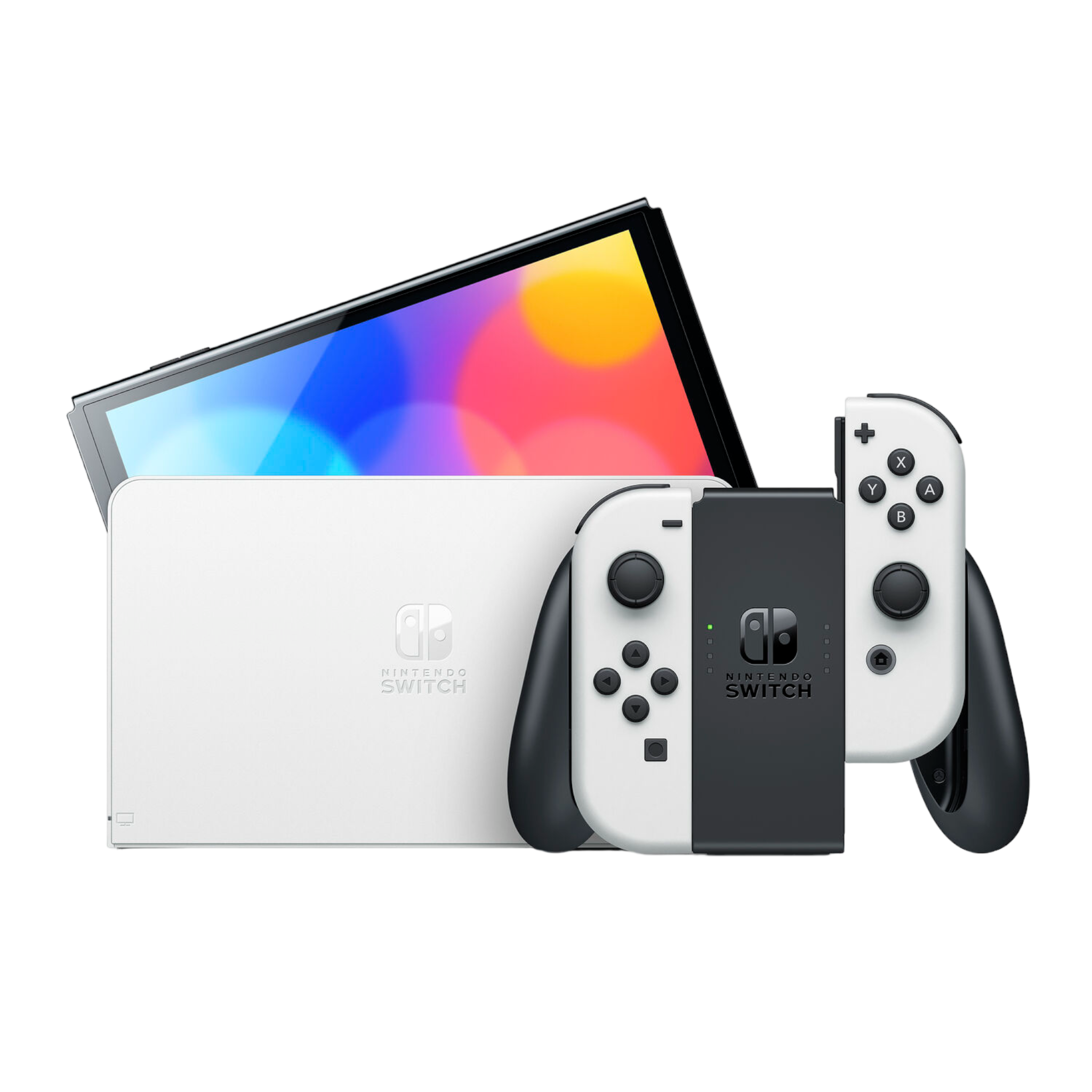 Nintendo Switch OLED Console White with Sandisk 128GB MicroSD Card, Pokemon Brilliant Diamond and Screen Cleaning Cloth - Pro-Distributing