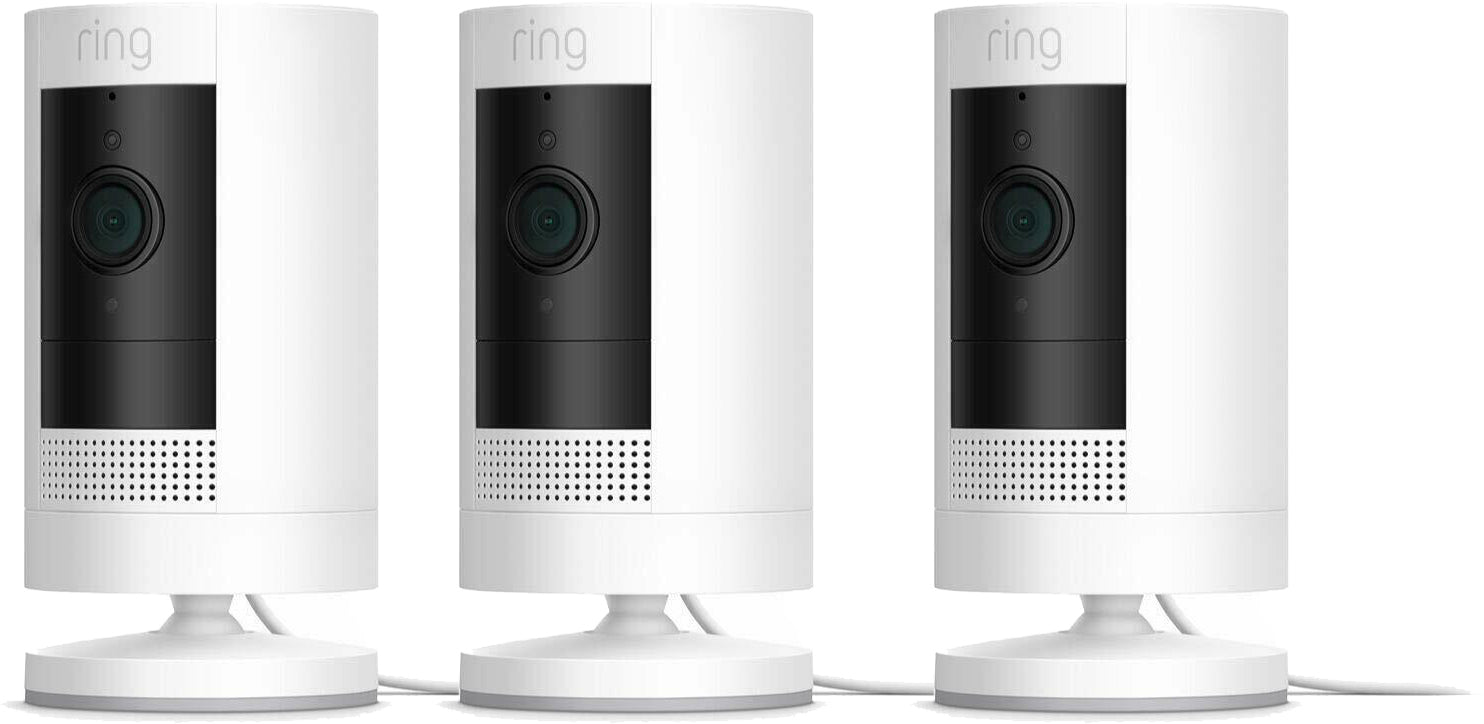 3 Pack Ring Stick Up Indoor/Outdoor 1080p WiFi Wired Security Camera - White - Pro-Distributing