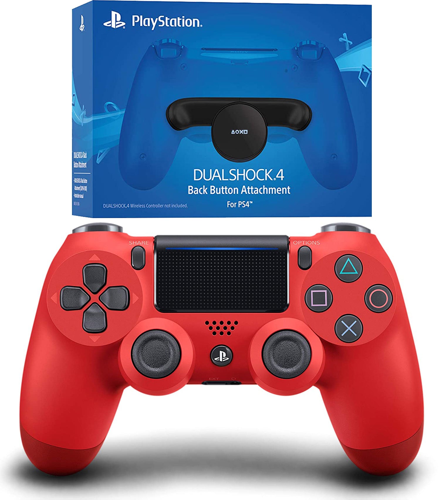 Sony PlayStation DualShock 4 Wireless Controller and Back Attachment Bundle - Red - Pro-Distributing