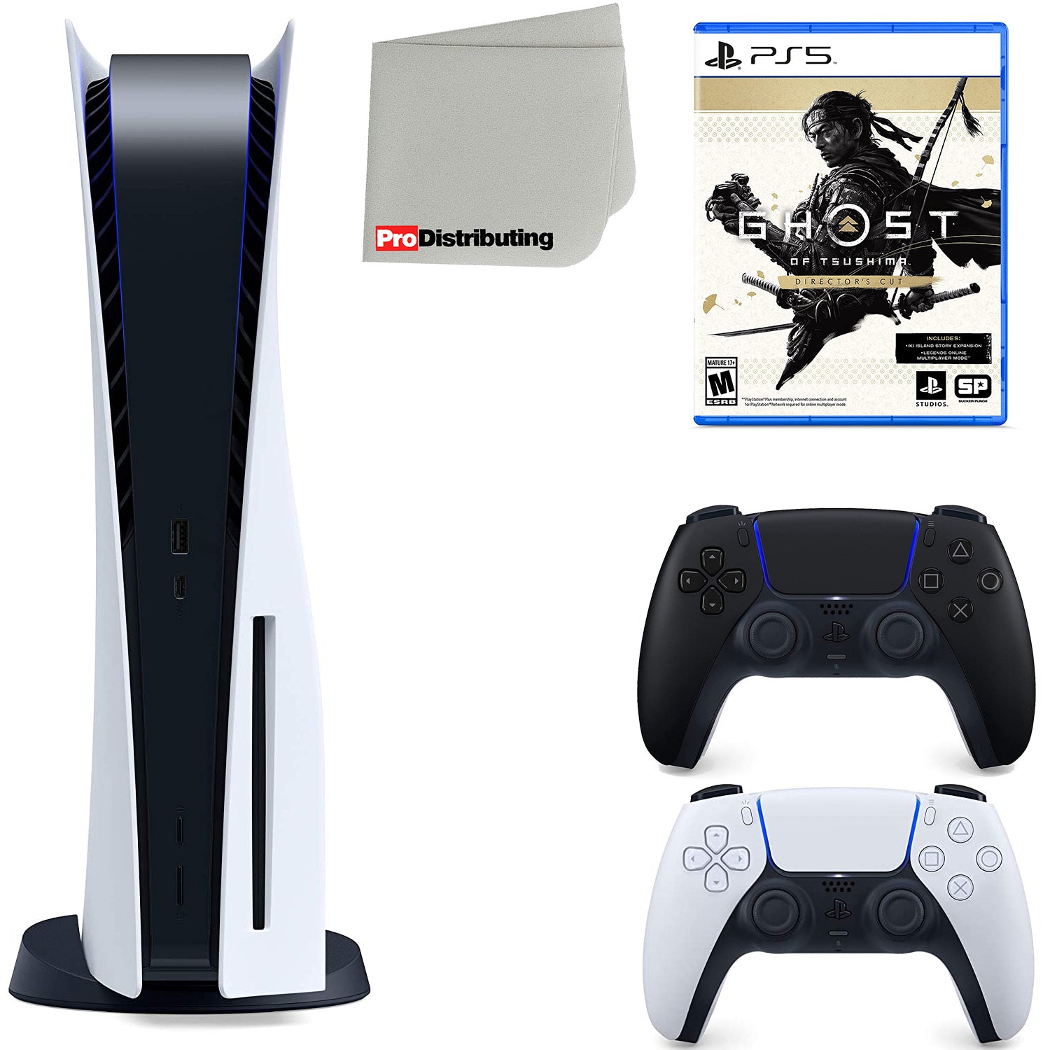 Sony Playstation 5 Digital Version (Sony PS5 Digital) with Extra DualSense  Wireless Controller and Micro SD Card USB Adapter Bundle