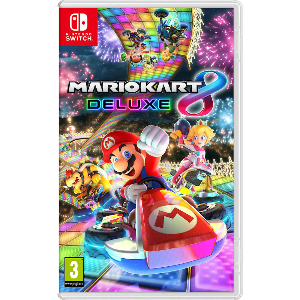 Nintendo Switch OLED Console White with Mario Kart 8 Deluxe and Screen Cleaning Cloth - Pro-Distributing