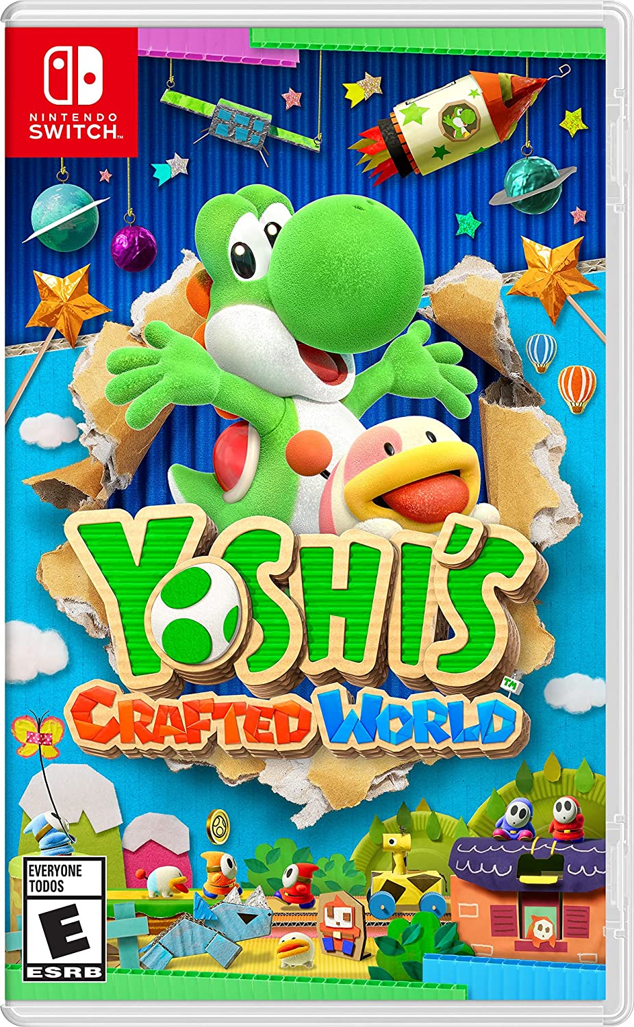 Nintendo Switch OLED Console White with Yoshi's Crafted World and Screen Cleaning Cloth - Pro-Distributing