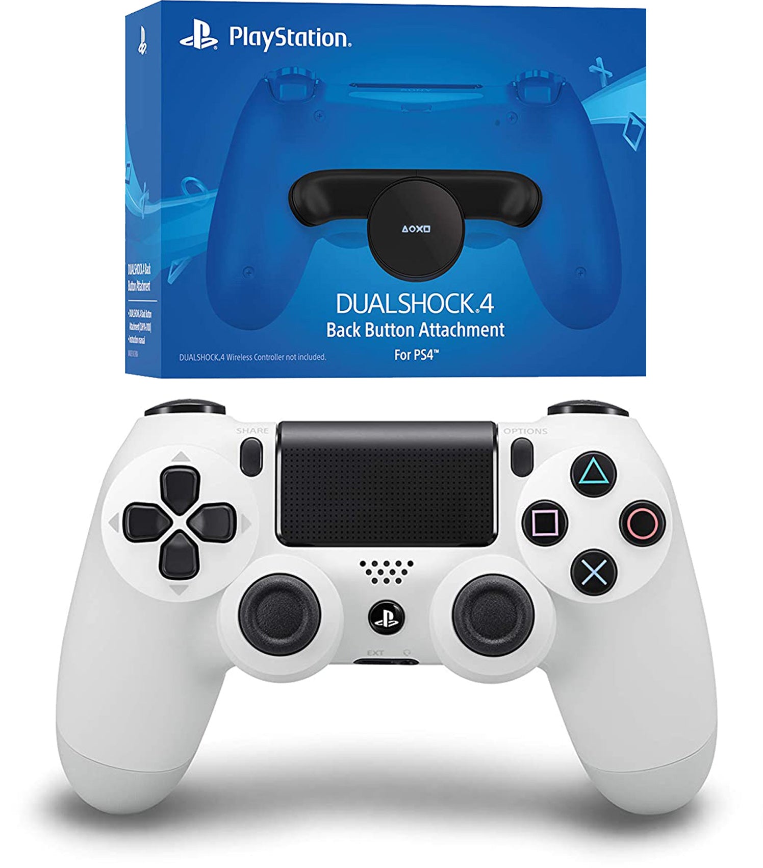 Sony PlayStation DualShock 4 Wireless Controller and Back Attachment Bundle - Glacier White - Pro-Distributing