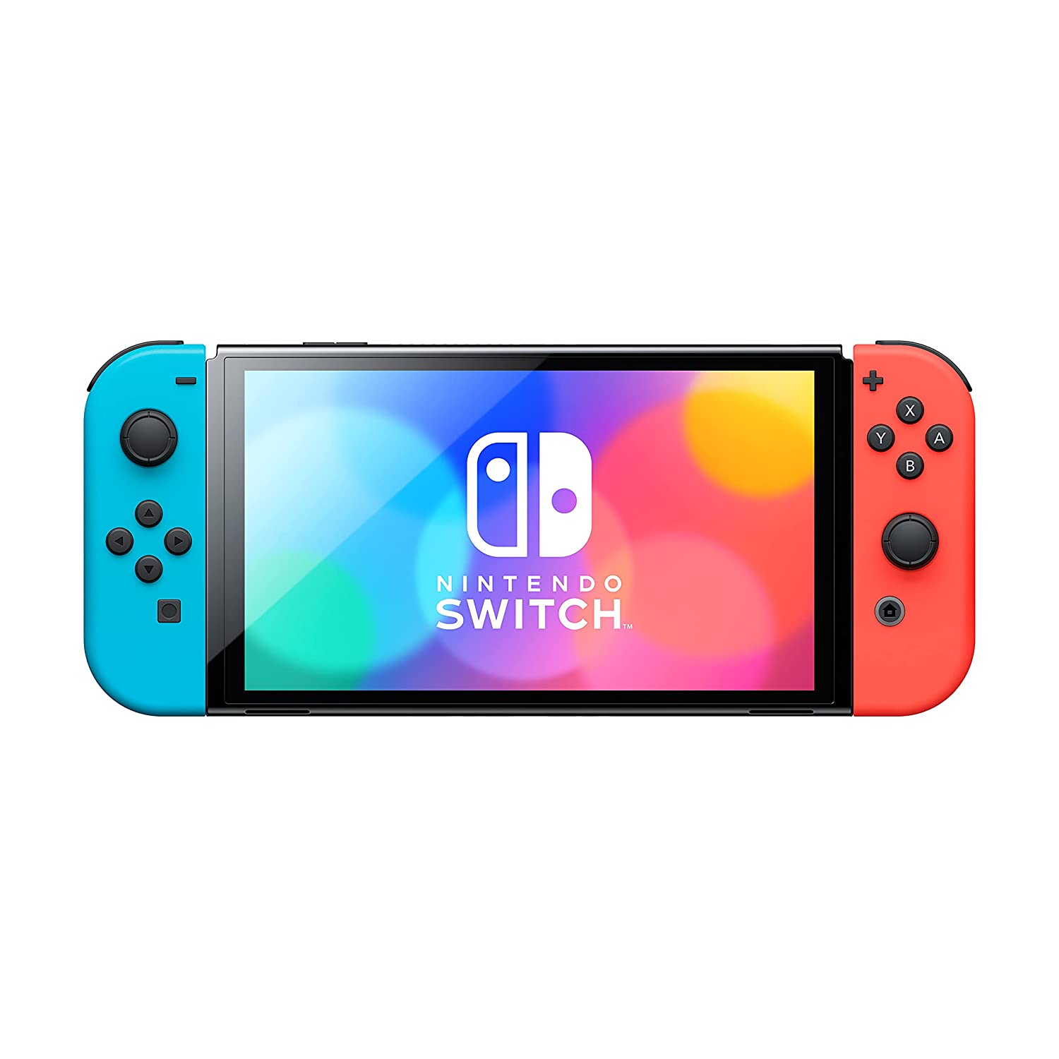 Nintendo Switch OLED Console Neon Red & Blue with Sandisk 128GB MicroSD Card, Mario Kart 8 Deluxe and Screen Cleaning Cloth - Pro-Distributing